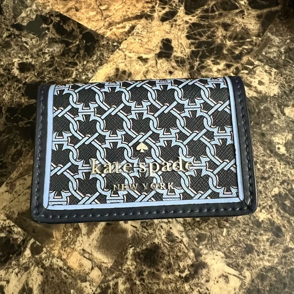 Kate Spade Geometric Blue multi fold wallet NWOT